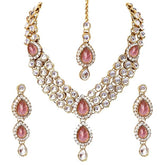 Fizix 18k Gold Plated Traditional Kundan Necklace Jewellery Set (FXAJ417)