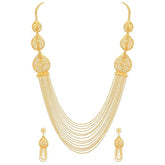 Fizix Gold Plated Long Chain Traditional Necklace Jewellery Set (FXAJ423)