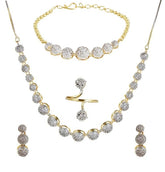 Fizix American Diamond Combo of Choker Necklace Set with Earrings, Bracelet and Ring (FXAJ406)