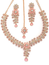 Fizix Charming AD Diamonds Studded Floral Choker Necklace with Danlge Earrings (FXAJ403)