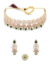 Fizix Green Pink Stones Austrian Diamonds Embellished Choker (FXAJ412)