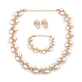 Fizix Pearl Bracelet Earrings Necklace Jewellery Set (FXAJ418)