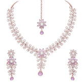 Fizix Diamond Necklace Jewellery Set for Women with Earrings and Maang Tikka (FXAJ416)