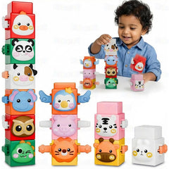 Fizix Kidology 12 PCS Animal Stacking Cubes Set