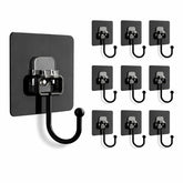Fizix Black Adhesive Wall Hooks Pack of 10