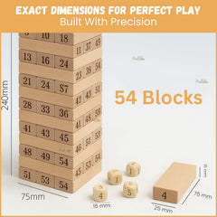 Fizix 54 Pcs Wooden Tumbling Tower Game
