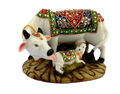 Fizix Kamdhenu Cow and Calf Statue for Home Décor