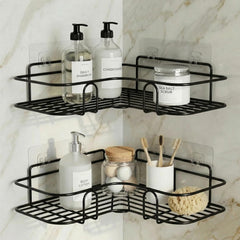 Fizix Metal Bathroom Corner Shelf Rack - Set of 2