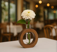 Fizix Decorative Glass Test Tube with Donut Wooden Holder Vase