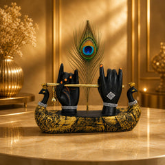Fizix Krishna Hand Showpiece with Flute Peacock Feather