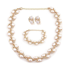 Fizix Pearl Bracelet Earrings Necklace Jewellery Set (FXAJ418)