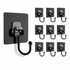 Fizix Black Adhesive Wall Hooks Pack of 10