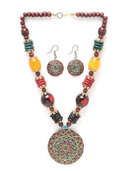Fizix Traditional Tibetan Pendant Necklace Jewellery Set (FXAJ409)