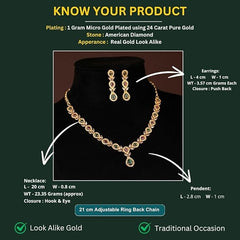 Fizix Traditional Micro Gold Plated AD American Diamond Jewellery Necklace (FXAJ401)