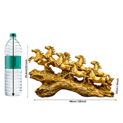 Fizix Golden 19 Inch Running 7 Victory Horses Resin Statue