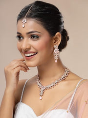 Fizix Charming AD Diamonds Studded Floral Choker Necklace with Danlge Earrings (FXAJ403)