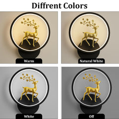 Fizix LED Deer Wall Light Round Decorative Wall Lamp