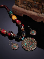 Fizix Traditional Tibetan Pendant Necklace Jewellery Set (FXAJ409)