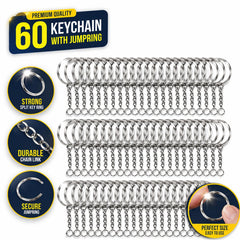Fizix Metal Split Keychain Ring Parts - Set of 60 Pcs