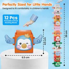 Fizix Kidology 12 PCS Animal Stacking Cubes Set