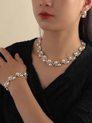 Fizix Pearl Bracelet Earrings Necklace Jewellery Set (FXAJ418)