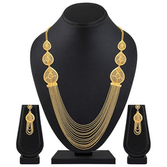 Fizix Gold Plated Long Chain Traditional Necklace Jewellery Set (FXAJ423)
