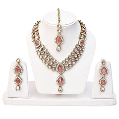 Fizix 18k Gold Plated Traditional Kundan Necklace Jewellery Set (FXAJ417)