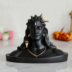 Fizix Black Resin Adiyogi Shiva Statue for Car Dashboard