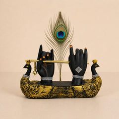 Fizix Krishna Hand Showpiece with Flute Peacock Feather
