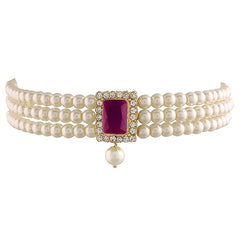 Fizix Traditional Stone Pearl Choker Necklace Jewellery Set (FXAJ408)