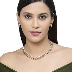 Fizix Diamond Studded Star Shaped Necklace With Earrings (FXAJ420)
