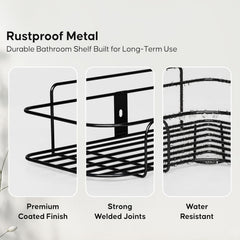 Fizix Metal Bathroom Corner Shelf Rack - Set of 2