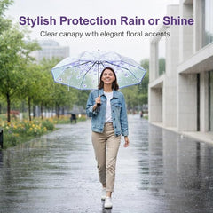 Fizix Transparent Windproof Travel Waterproof Fiberglass Umbrella
