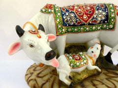 Fizix Kamdhenu Cow and Calf Statue for Home Décor