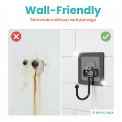 Fizix Black Adhesive Wall Hooks Pack of 10