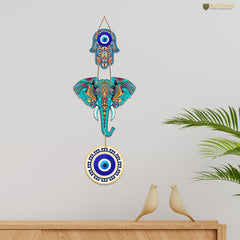 Fizix Designer Elephant Wooden Wall Hanging For Luck