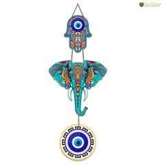 Fizix Designer Elephant Wooden Wall Hanging For Luck