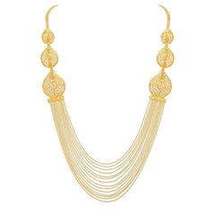 Fizix Gold Plated Long Chain Traditional Necklace Jewellery Set (FXAJ423)