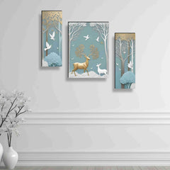 Fizix Deer Paintings for Wall Decoration - Set Of 3