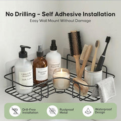 Fizix Metal Bathroom Corner Shelf Rack - Set of 2