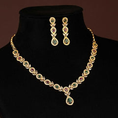 Fizix Traditional Micro Gold Plated AD American Diamond Jewellery Necklace (FXAJ401)
