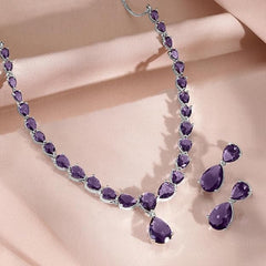 Fizix Rhodium Plated Crystal Studded Jewellery Gift Set (FXAJ411)