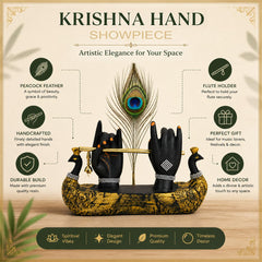 Fizix Krishna Hand Showpiece with Flute Peacock Feather