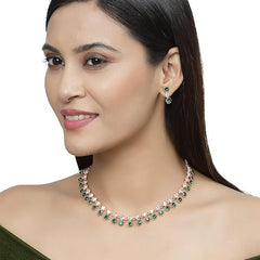 Fizix Diamond Studded Star Shaped Necklace With Earrings (FXAJ420)
